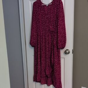 Old Navy Burgundy Floral Midi Dress